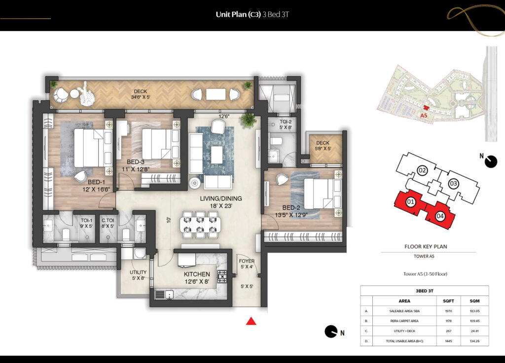 3 bhk at Prestige City Indirapuram