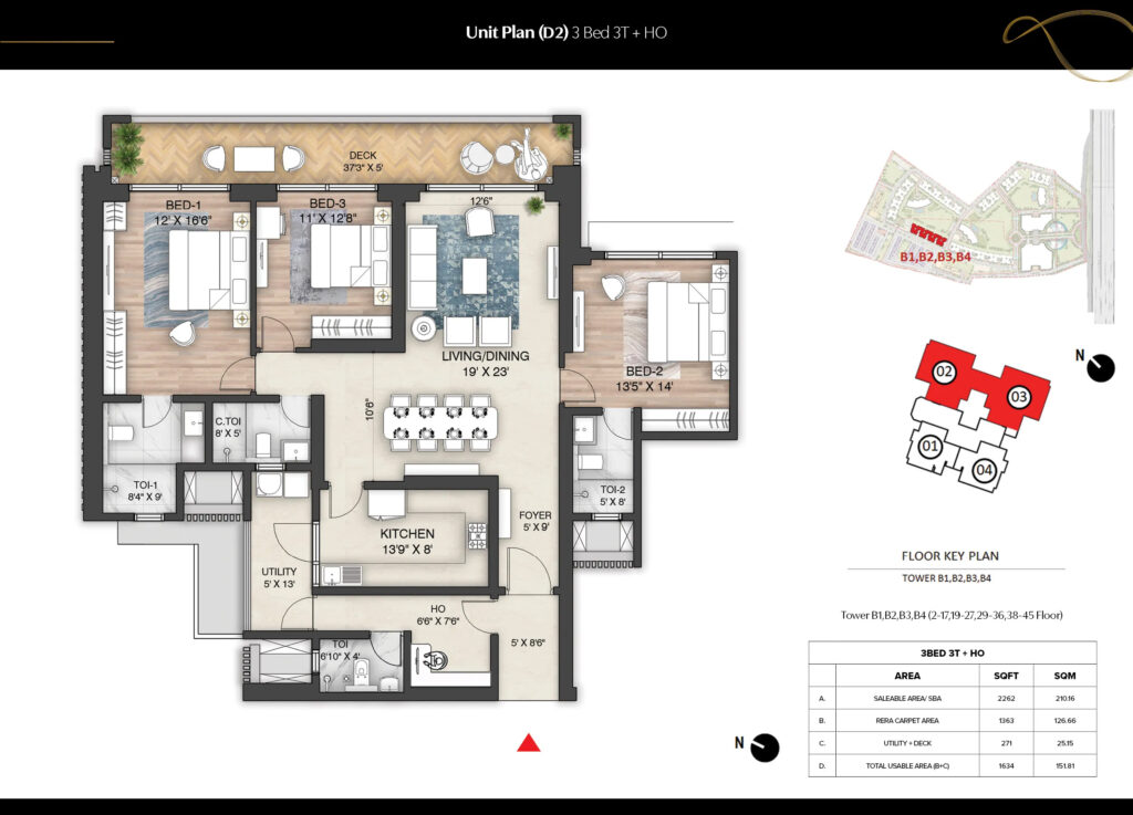 3bhk layout of Prestige City Indirapuram
