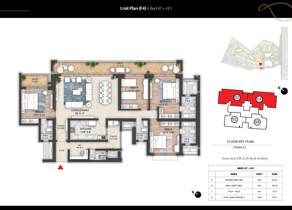 3 bhk + Stydy at Prestige City Indirapuram
